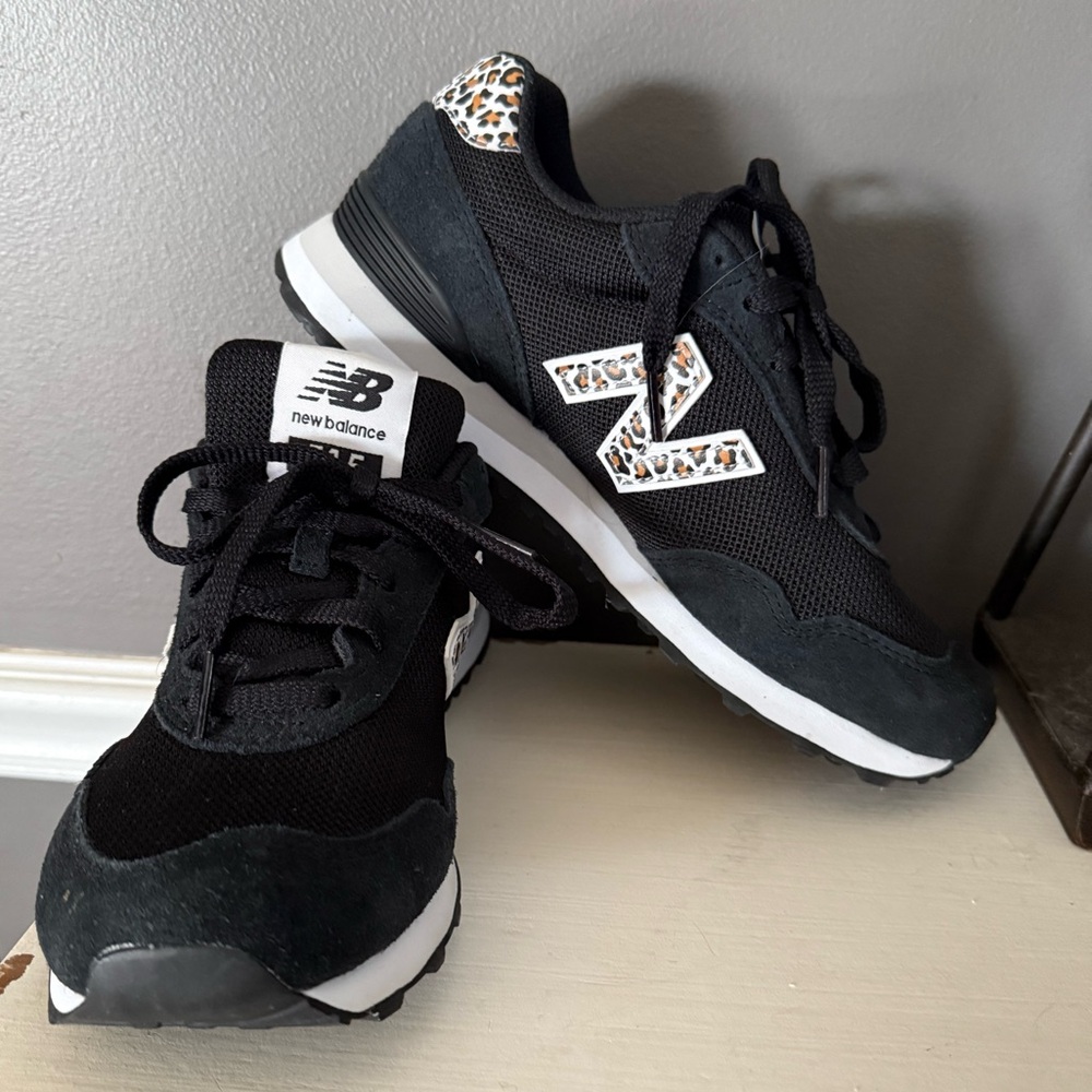 New Balance Black and Leopard Print Sneakers
